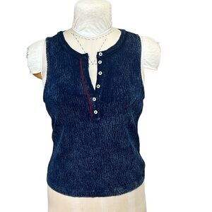 Anthropologie Fitted Blue Sleeveless Tank Top